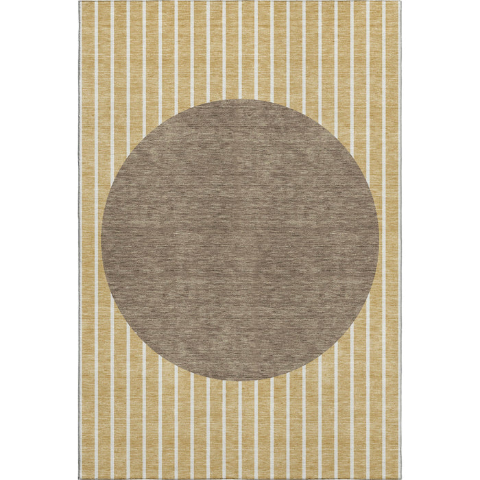 10' X 14' Striped Washable Area Rug With UV Protection (678335) - Wheat / Ivory / Brown