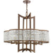 HomeRoots 27-inch bronze metal chandelier with eight lights and clear shades, dimmable for adjustable lighting.