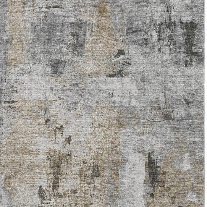 10' X 14' Abstract Washable Area Rug With UV Protection (678005) - Gray / Brown / Ivory
