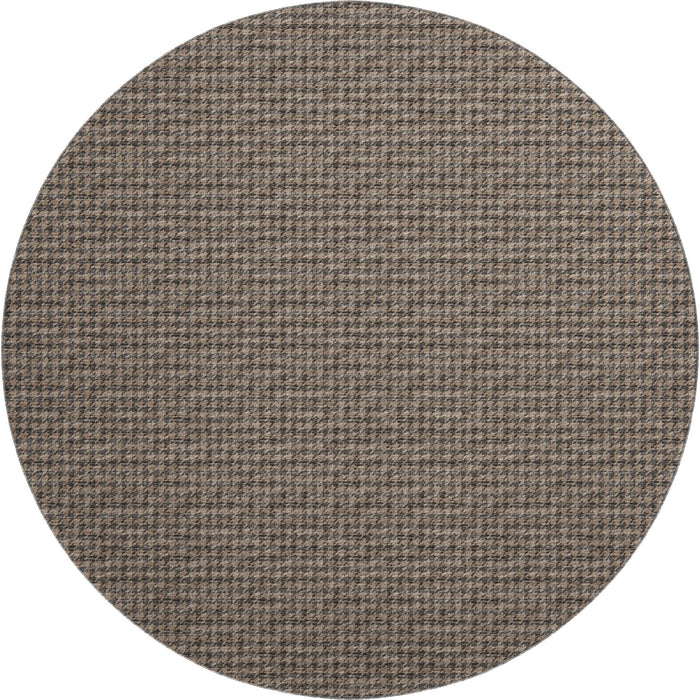 8' Houndstooth Washable Round Rug With UV Protection (645178) - Chocolate / Coffee