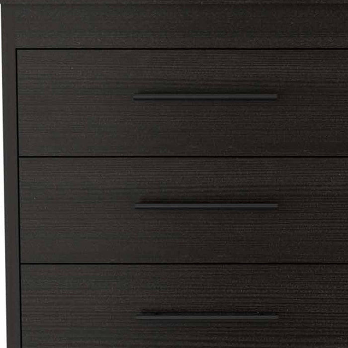 Six Drawer Wooden Double Dresser - Black
