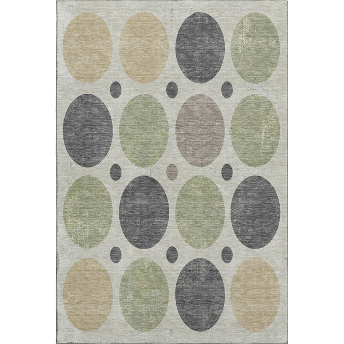 10' X 14' Geometric Washable Area Rug With UV Protection (709144) - Beige / Charcoal / Green
