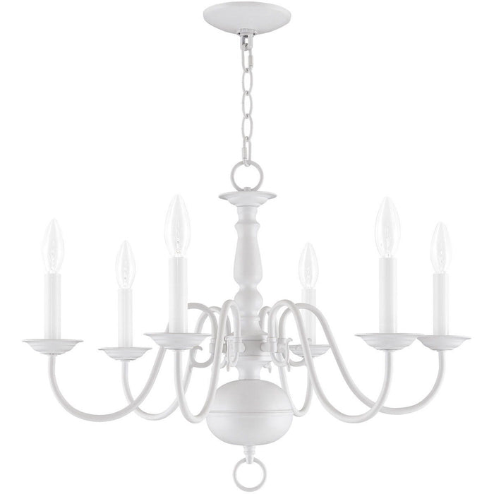 Six Light Dimmable Chandelier With Shades - White