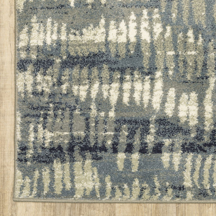 10' x 13' Abstract Power Loom Stain Resistant Area Rug - Gray Beige Blue And Light Blue