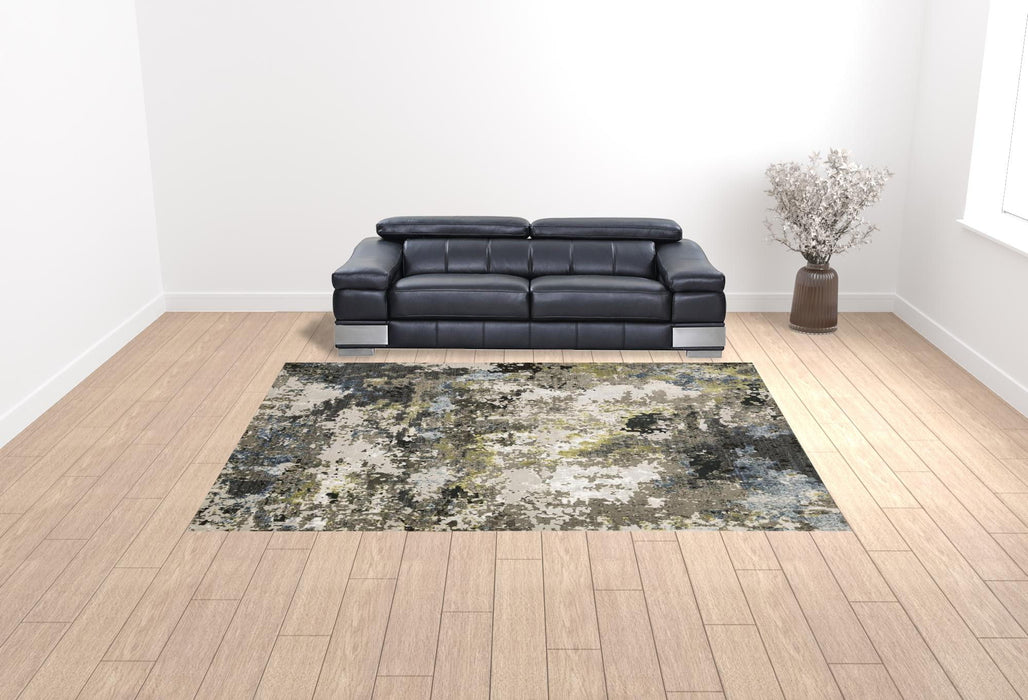 10' x 13' Abstract Power Loom Stain Resistant Area Rug - Gray Green Gold Blue And Beige