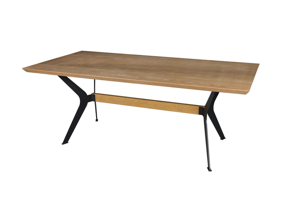 79" Wood And Metal Trestle Base Dining Table - Brown / Red
