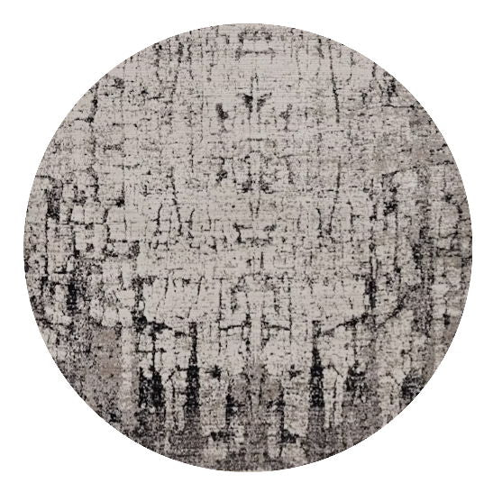 8' Round Area Rug - Gray And Ivory