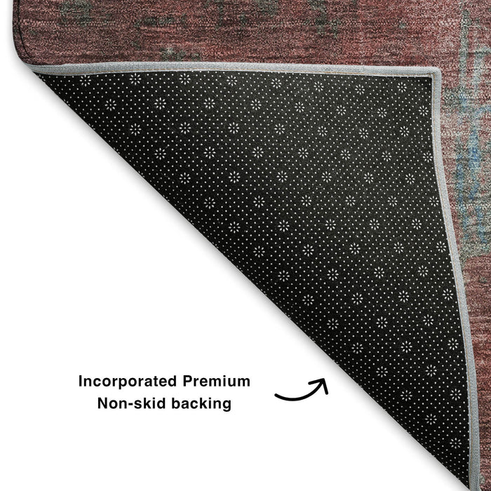 10' X 14' Abstract Washable Area Rug With UV Protection (701135) - Sky Blue / Gray / Silver
