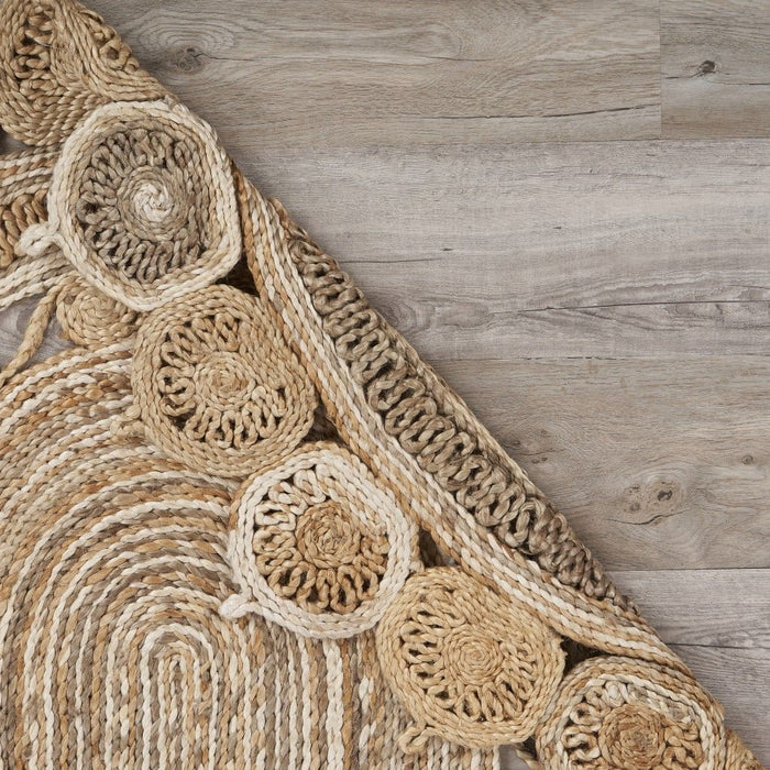 9' Round Hand Braided Area Rug - Natural