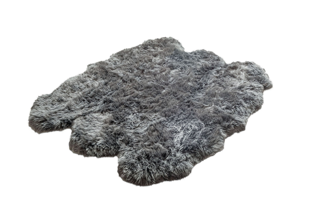 5' x 6' Wool Sheepskin Handmade Area Rug - Black