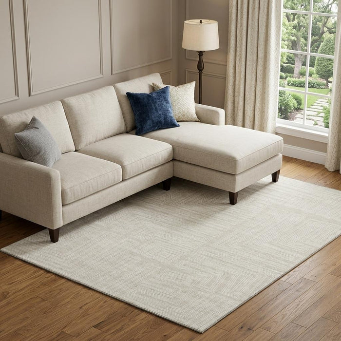 10' X 14' Geometric Washable Area Rug With UV Protection (681947) - Beige / Ivory