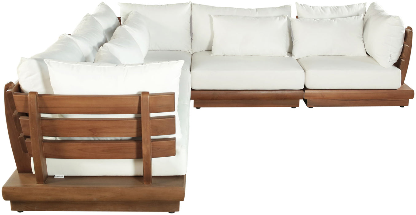 Mirella - 5 Piece Water Resistant Fabric Upholstered Outdoor Patio Modular Sectional