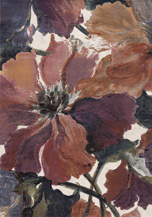 8' X 11' Botanical Leaves Area Rug (660108) - Pink / Green / Beige