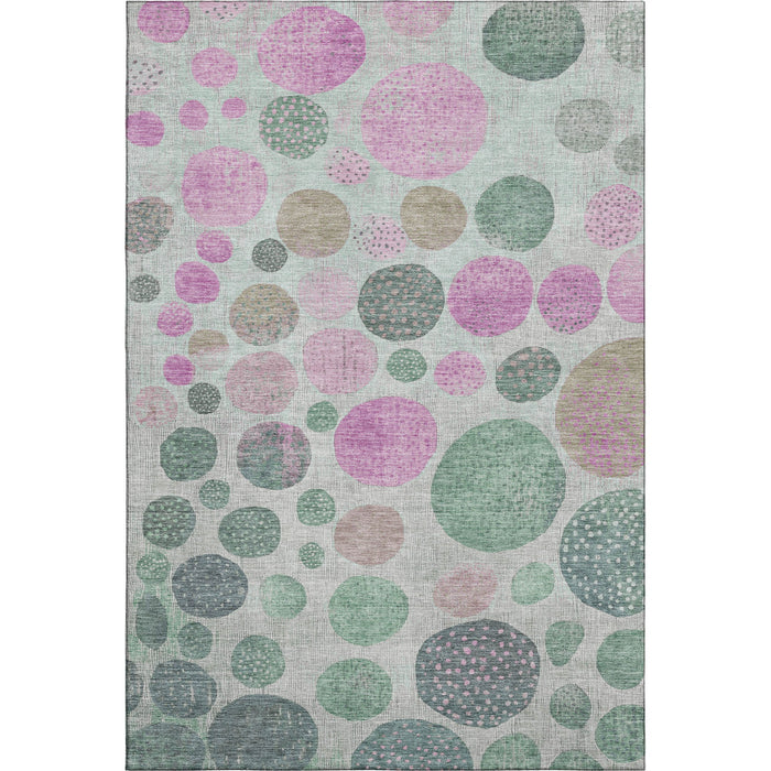 10' X 14' Geometric Washable Area Rug With UV Protection (707461) - Sage / Blush