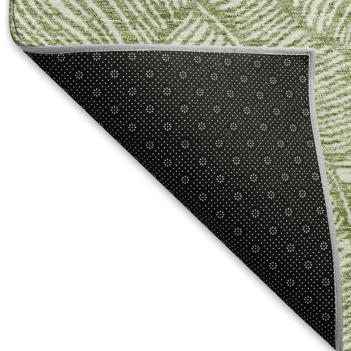 10' X 14' Floral Washable Area Rug With UV Protection (672611) - Green / Ivory