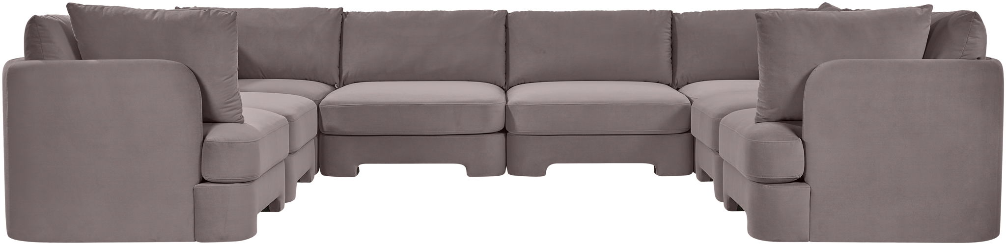 Meridian Furniture Hammond velvet performance fabric 8-piece U-shaped sectional with plush cushions and modern design.