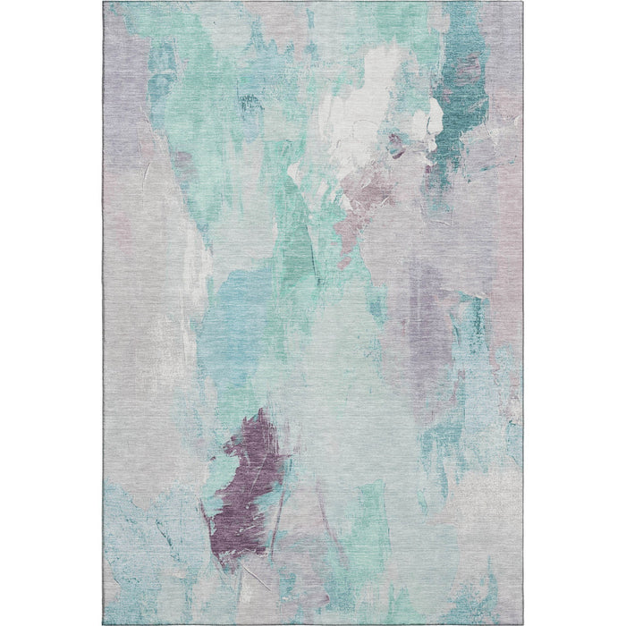 10' X 14' Abstract Washable Area Rug With UV Protection (707923) - Teal / Lavender / Ivory