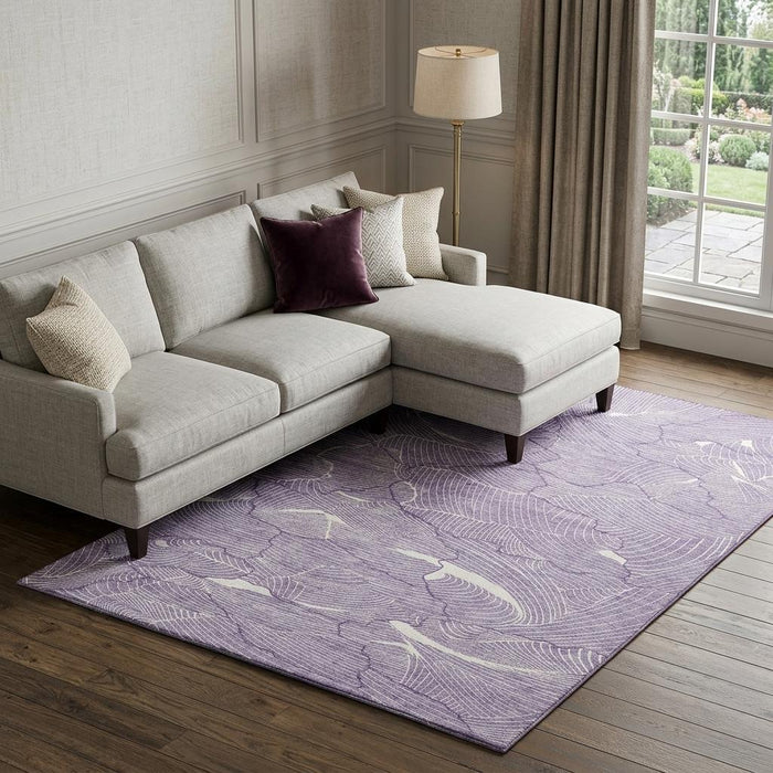 10' X 14' Abstract Washable Area Rug With UV Protection (682247) - Purple / Ivory