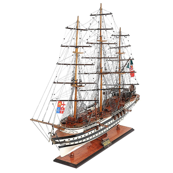 Hand Painted Amerigo Vespucci Model Boat - Black / White