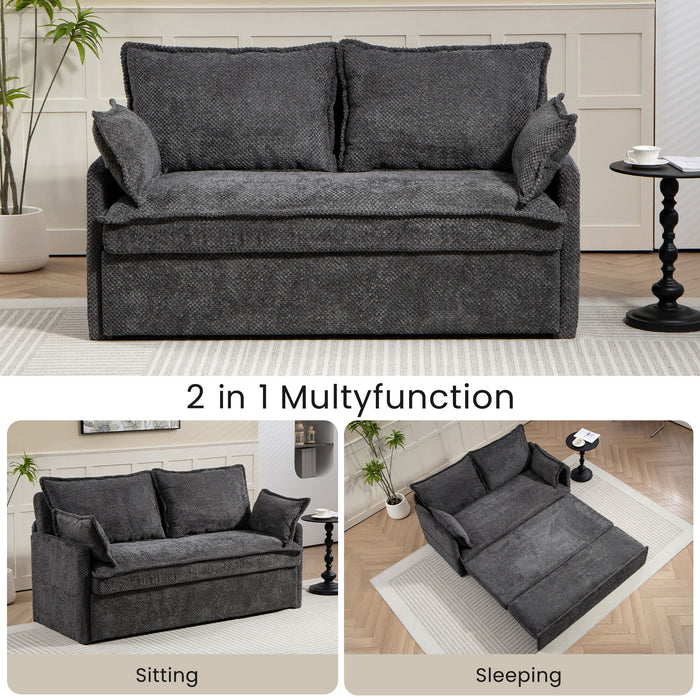 Giga pull-out sofa bed with side storage and built-in USB-C charging ports, featuring a convertible sleeper sofa couch.