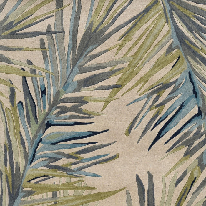 9' x 12' Hand Tufted Tropical Palms Indoor Area Rug - Ivory