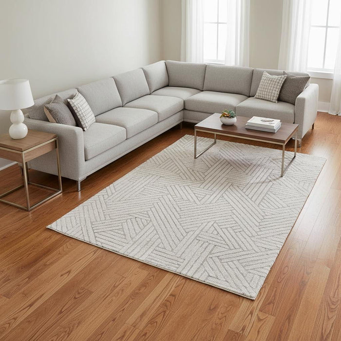 8' X 11' Geometric Area Rug (661311) - Gray / Beige
