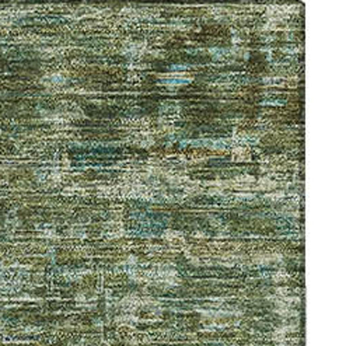 10' X 14' Oriental Washable Area Rug With UV Protection (699909) - Olive Green / Fern Green