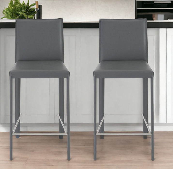 Steel Low Back Counter Height Bar Chairs (Set of 2) - Gray
