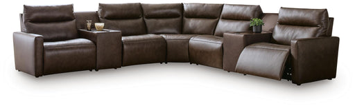 Benchcraft® ModZ 7-piece power reclining sectional with plush cushions and modern design, perfect for comfortable living rooms.