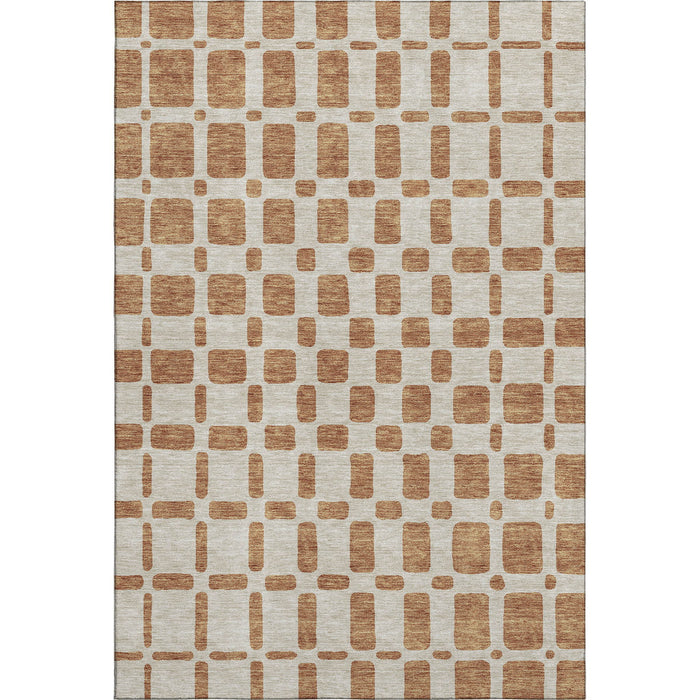 10' X 14' Geometric Washable Area Rug With UV Protection (669330) - Terra Cotta / Beige