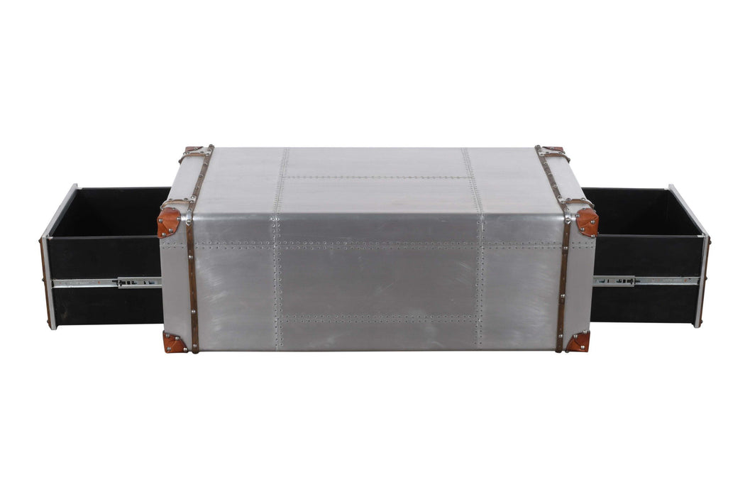 Aluminum Rectangular Storage Coffee Table - Silver