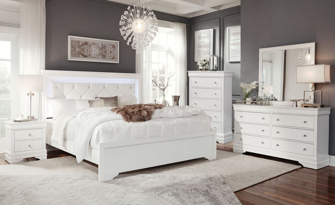 Pompei - 4 Piece Twin Bedroom Set (Bookcase Twin Bed, Dresser, Mirror And Nightstand) - White