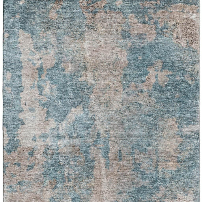 10' X 14' Abstract Washable Area Rug With UV Protection (649852) - Teal / Ivory