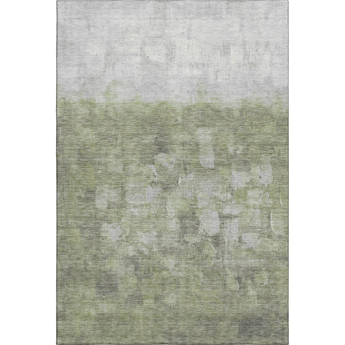 10' X 14' Abstract Washable Area Rug With UV Protection (718460) - Fern Green / Silver