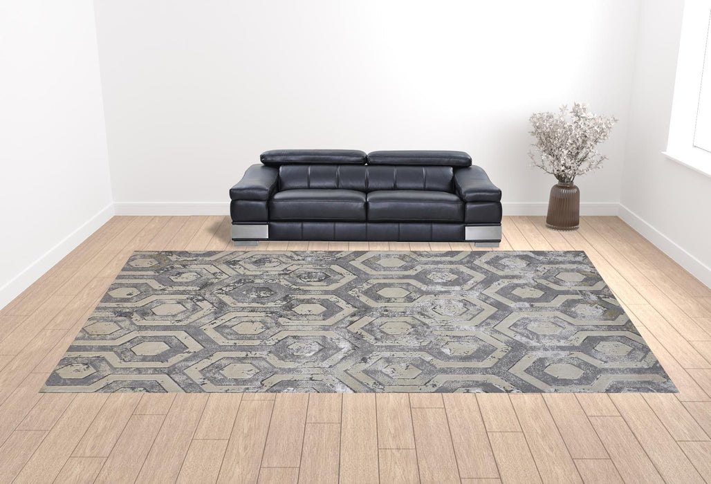 12' x 18' Abstract Area Rug - Gray Taupe And Silver