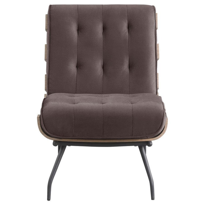 Aloma - Upholstered Tufted Armless Accent Chair - Brown