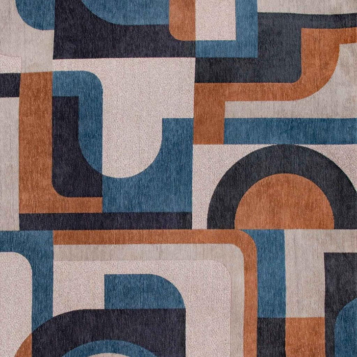 8' Geometric Washable Round Rug (551721) - Gray / Beige