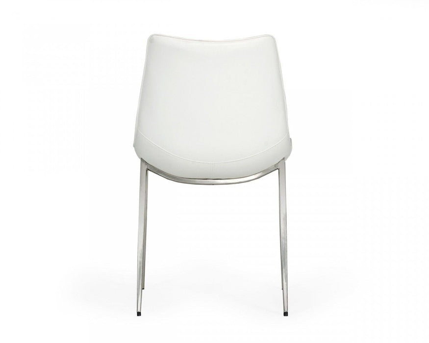 Upholstered Faux Leather Dining Chairs Without Arms (Set of 2) - White
