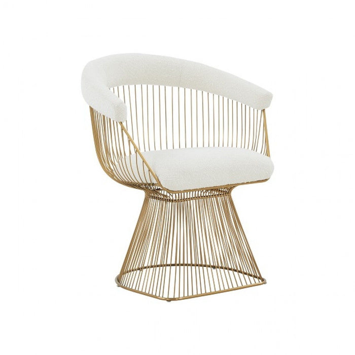 Fabric Steel Windsor Back Dining Arm Chair - White