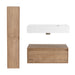 Modern Giga wall-mounted bathroom vanity with 30-inch oak finish, resin sink, and two side cabinets for stylish storage.