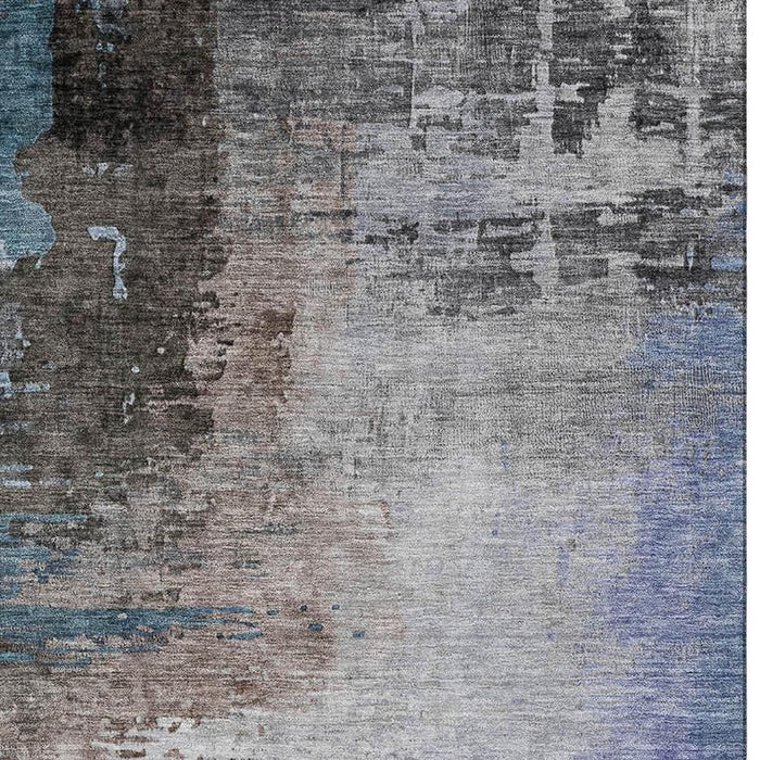 10' X 14' Abstract Washable Area Rug With UV Protection (715603) - Brown / Blue