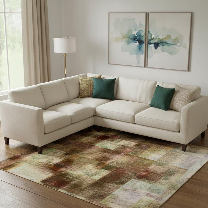 10' X 14' Geometric Washable Area Rug With UV Protection (710652) - Gold / Beige