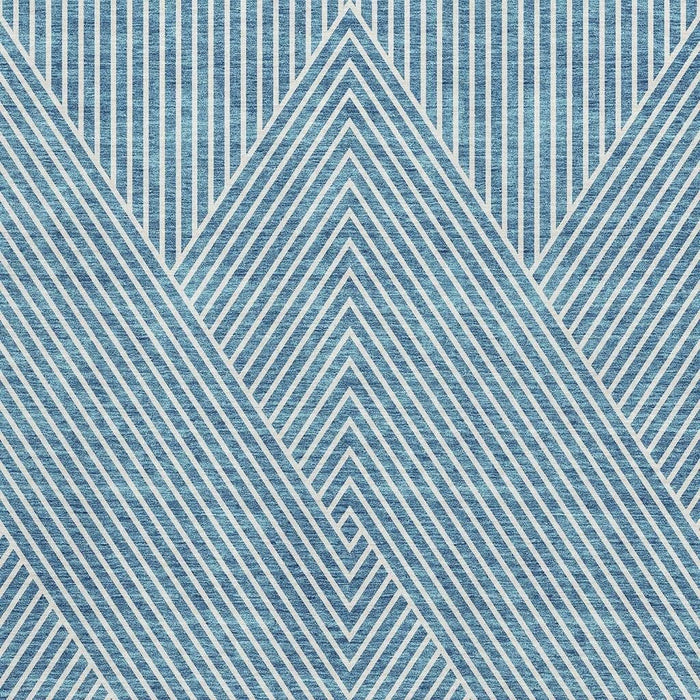 10' X 14' Geometric Washable Area Rug With UV Protection (674676) - Teal / Ivory