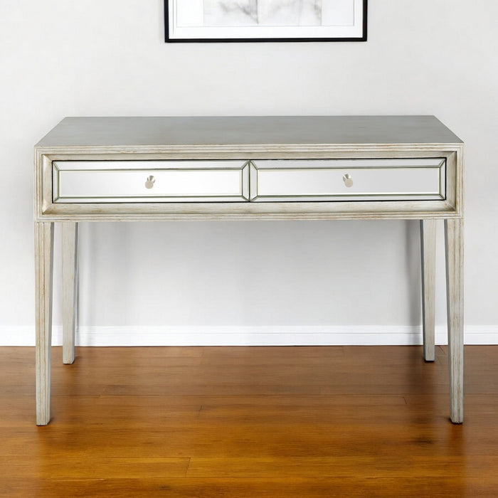 48" Mirrored Glass Console Table - Silver