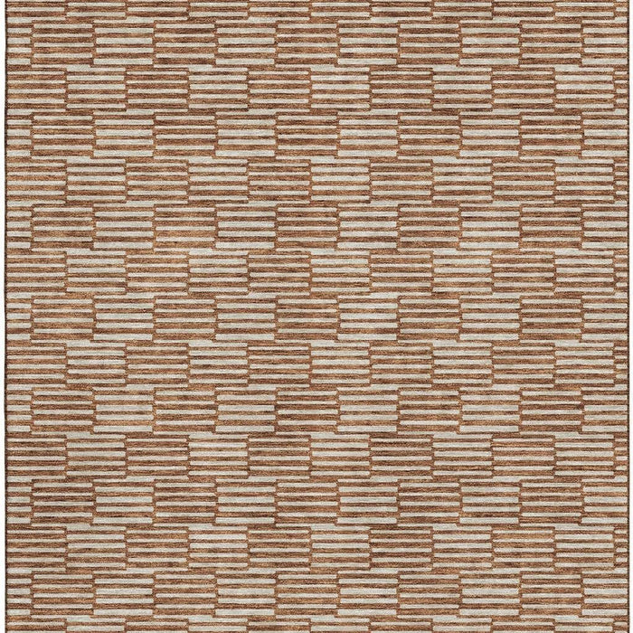 10' X 14' Abstract Geometric Washable Area Rug With UV Protection (673007) - Rust / Beige
