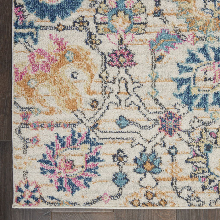 9' x 12' Floral Power Loom Area Rug - Cream