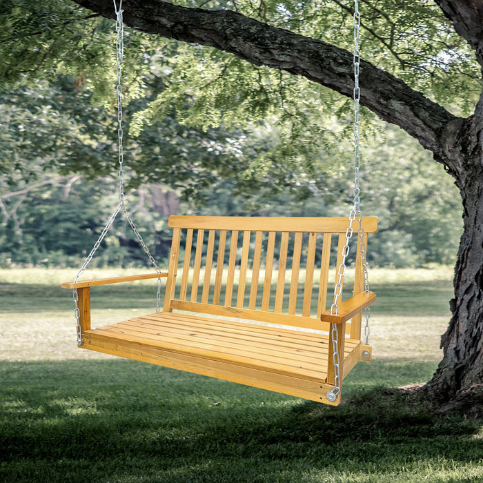 Giga outdoor patio swing with armrests, suitable for garden, yard, backyard, or sunroom, featuring comfortable seating and sturdy construction.