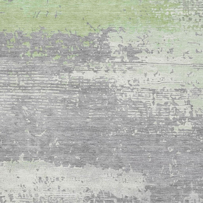 10' X 14' Abstract Washable Area Rug With UV Protection (701063) - Artichoke Green / Gray / Silver