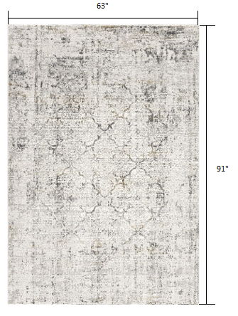 5.3' x 7.6' Abstract Viscose Area Rug - Gray And Ivory