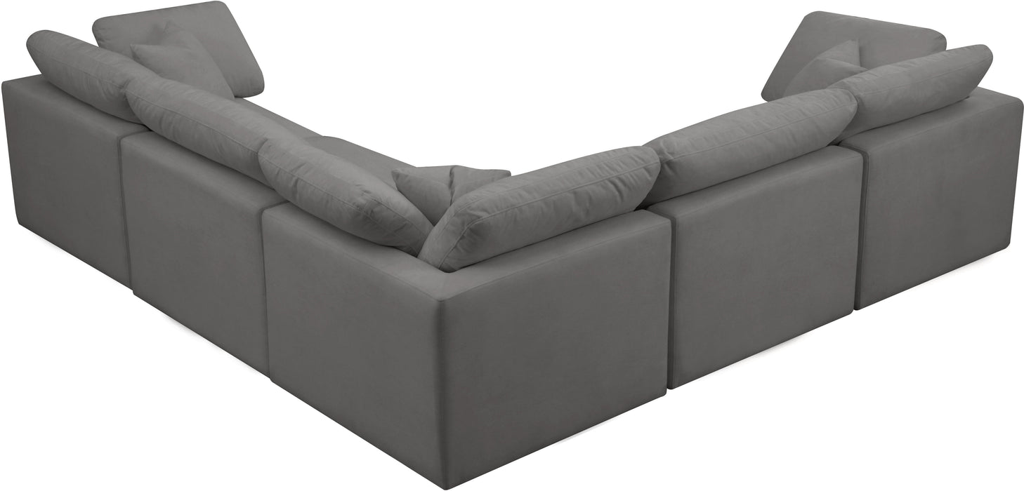 Plush - Velvet Standart Comfort 5 Piece Modular Sectional - Grey